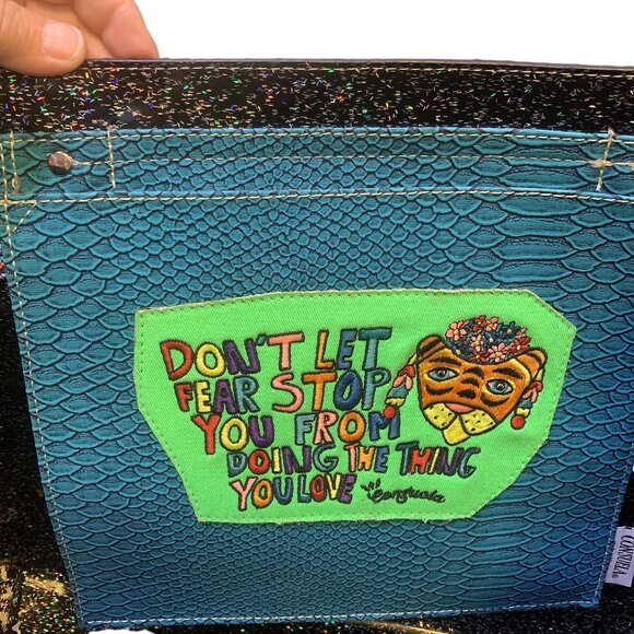 NWOT Consuela Fiesta Leopard Print & Black Tote Bag With Rainbow Straps L - Picture 6 of 6